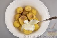 Хек, запечённый с молодой картошкой и оливками